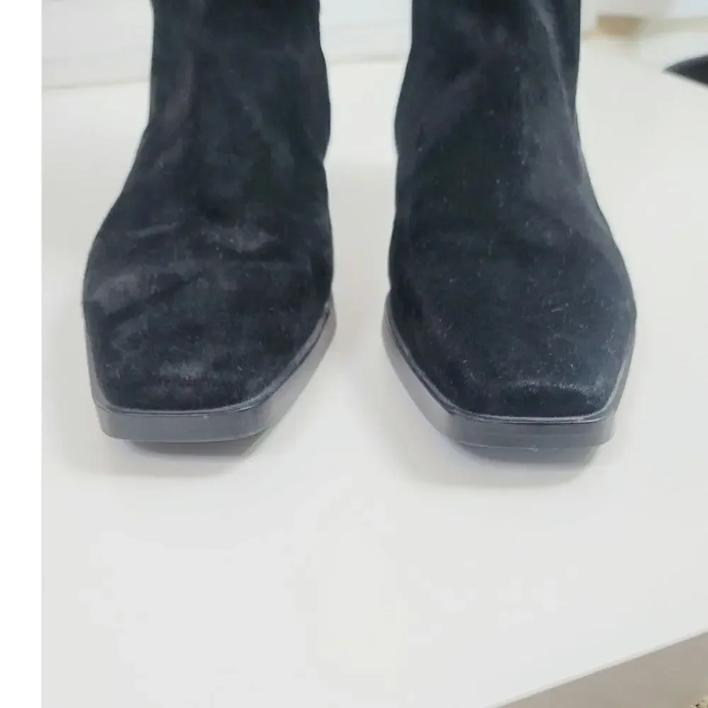 SAM EDELMAN CLIVE KNEE HIGH RIDING BOOTS IN BLACK SUEDE, SZ 10.5